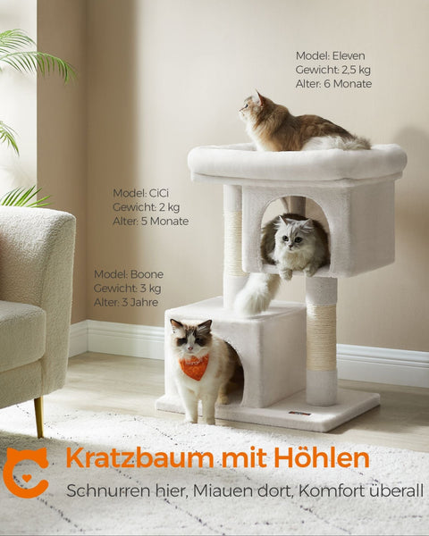 Rootz Cat Scratching Post - Cat Tree - Scratcher - Chipboard - Plush - Sisal - 60cm x 40cm x 84cm