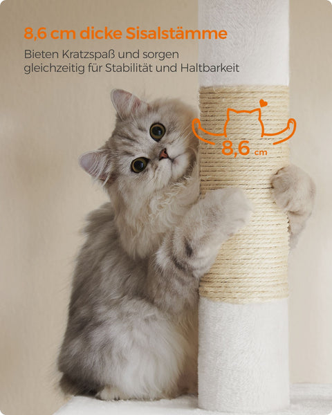 Rootz Cat Scratching Post - Cat Tree - Scratcher - Chipboard - Plush - Sisal - 60cm x 40cm x 84cm