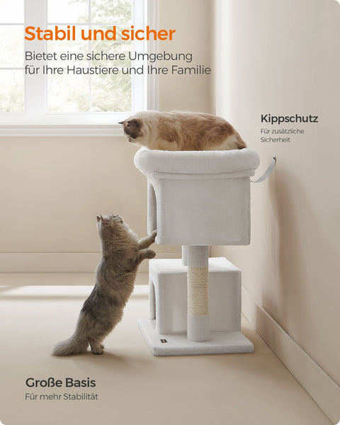 Rootz Cat Scratching Post - Cat Tree - Scratcher - Chipboard - Plush - Sisal - 60cm x 40cm x 84cm