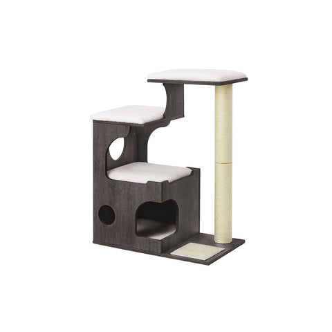 Rootz Scratching Post - Cat Tree - Cat Scratcher - Washable Cat Bed - Chipboard - 500 g/m2 Plush - Sisal - 66cm x 40cm x 86cm