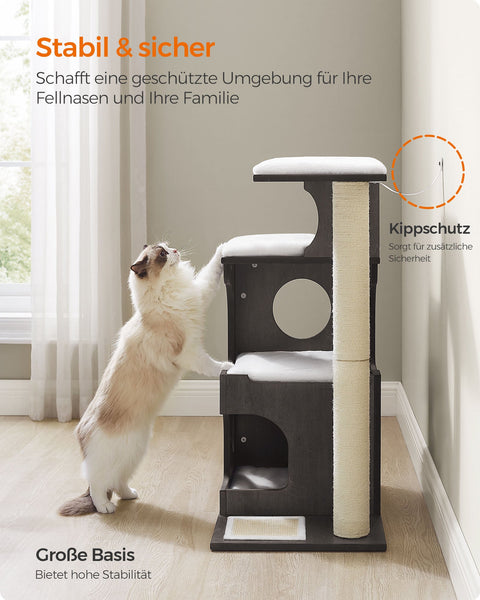 Rootz Scratching Post - Cat Tree - Cat Scratcher - Washable Cat Bed - Chipboard - 500 g/m2 Plush - Sisal - 66cm x 40cm x 86cm