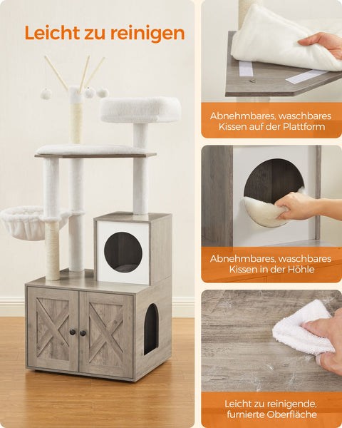 Rootz 2 in 1 Scratching Post - Cat Tree - Scratching Board - Chipboard - Plush - Sisal - Sturdy Construction - Easy Assembly - 57.5cm x 50cm x 140cm