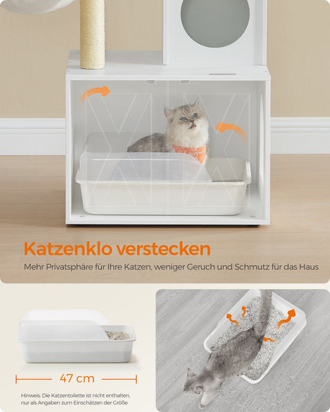 Rootz 2-in-1 Cat Scratching Post - Scratcher Tree - Cat Tower - Chipboard - Plush - Sisal - 57.5cm x 50cm x 151cm