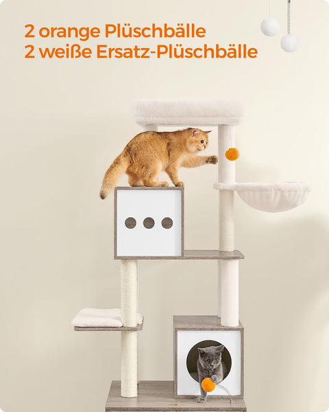 Rootz 2 in 1 Scratching Post - Cat Tree - Scratching Pole - Chipboard - Plush - Sisal - Sturdy Construction - Easy Assembly - 60cm x 52cm x 185cm