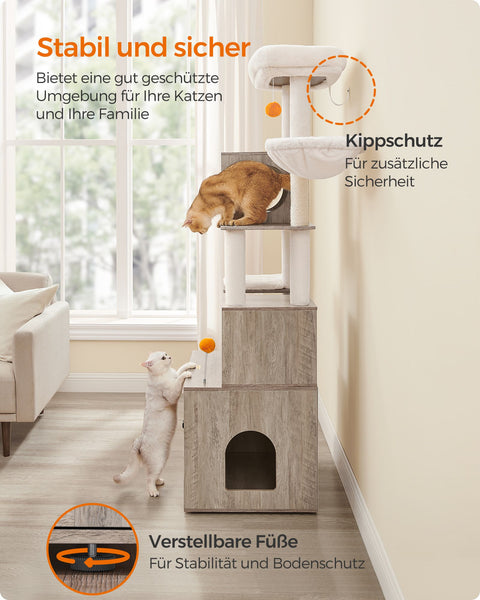 Rootz 2 in 1 Scratching Post - Cat Tree - Scratching Pole - Chipboard - Plush - Sisal - Sturdy Construction - Easy Assembly - 60cm x 52cm x 185cm