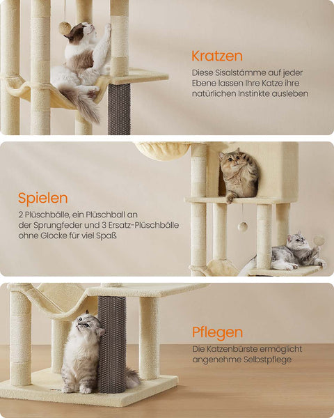 Rootz Cat Tree Tower - Scratching Post - Kitty Condos - Sisal Rope - 190.7cm High - 59cm x 48cm x 190.7cm - Durable and Stylish Design