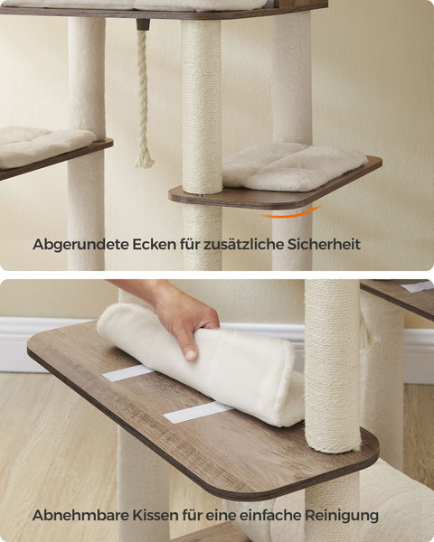 Rootz Scratching Post - Cat Tree - Scratcher - Chipboard - Plush - Sisal - Sturdy Construction - Easy Assembly - Anti-Tip Design - 60cm x 60cm x 197cm