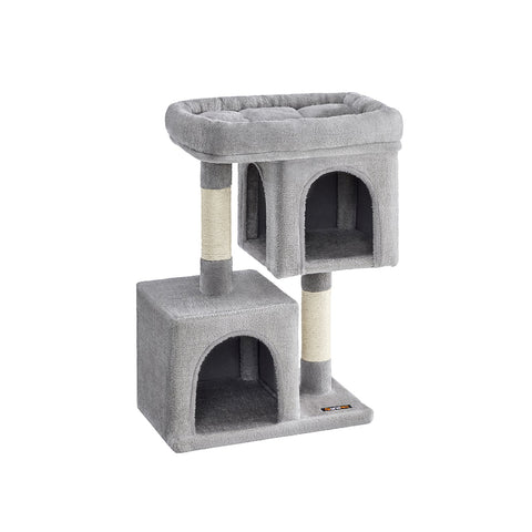 Rootz Cat Scratching Post - Cat Tree - Scratcher - Chipboard - Plush - Sisal - Prevents Tipping - Easy Assembly - 49cm x 32cm x 74cm