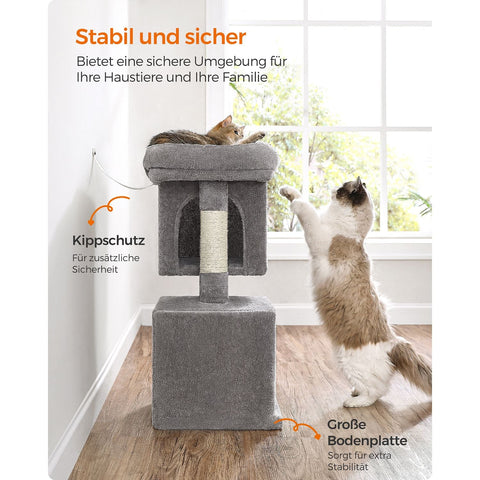 Rootz Cat Scratching Post - Cat Tree - Scratcher - Chipboard - Plush - Sisal - Prevents Tipping - Easy Assembly - 49cm x 32cm x 74cm