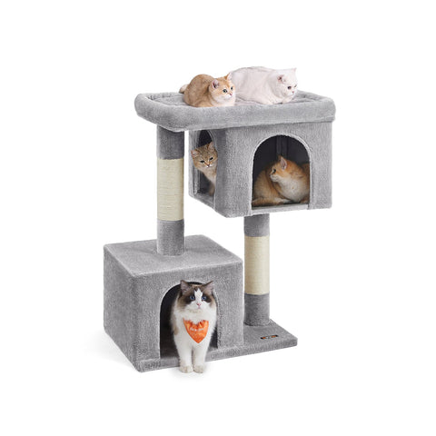 Rootz Scratching Post Cat Tree - Cat Tower - Climbing Frame - Chipboard - Plush - Sisal - 68cm x 48cm x 101cm