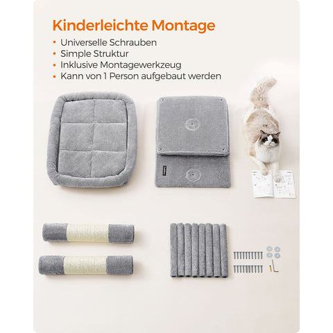 Rootz Cat Scratching Post - Cat Tree - Cat Furniture - Chipboard Construction - Plush Covering - Sisal Rope - 68cm x 48cm x 101cm