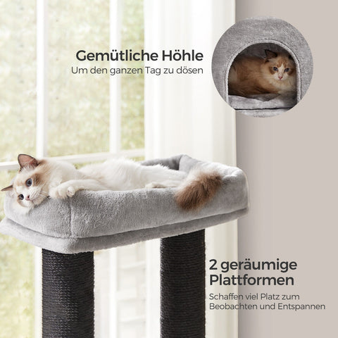 Rootz Cat Tree Scratching Post - Activity Center - Self-Heating Blanket - Ideal for Cats - 50 x 50 x 160 cm