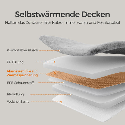 Rootz Cat Tree Scratching Post - Activity Center - Self-Heating Blanket - Ideal for Cats - 50 x 50 x 160 cm