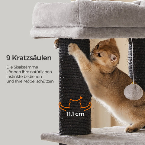 Rootz Cat Tree Scratching Post - Activity Center - Self-Heating Blanket - Ideal for Cats - 50 x 50 x 160 cm
