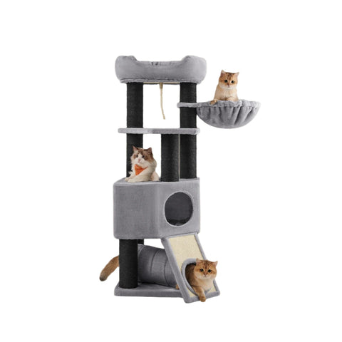 Rootz Large Cat Tree - Scratching Post - Climbing Tower - Includes Cave - 50 x 50 x 141 cm
