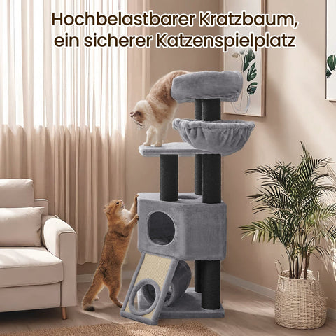 Rootz Large Cat Tree - Scratching Post - Climbing Tower - Includes Cave - 50 x 50 x 141 cm