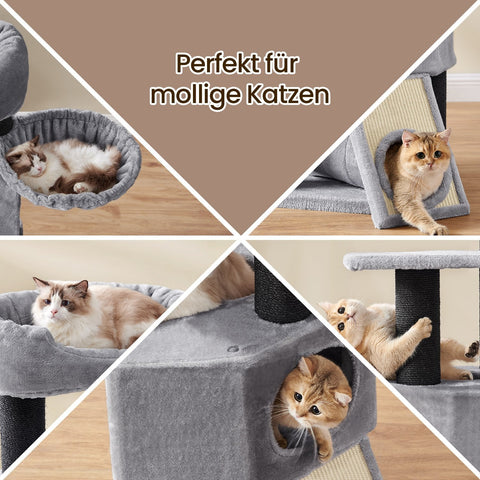 Rootz Large Cat Tree - Scratching Post - Climbing Tower - Includes Cave - 50 x 50 x 141 cm