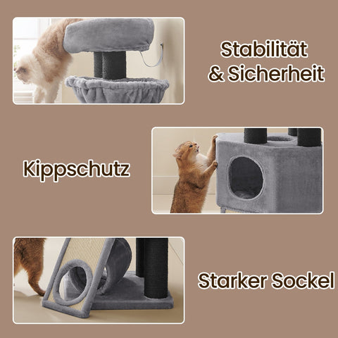 Rootz Large Cat Tree - Scratching Post - Climbing Tower - Includes Cave - 50 x 50 x 141 cm