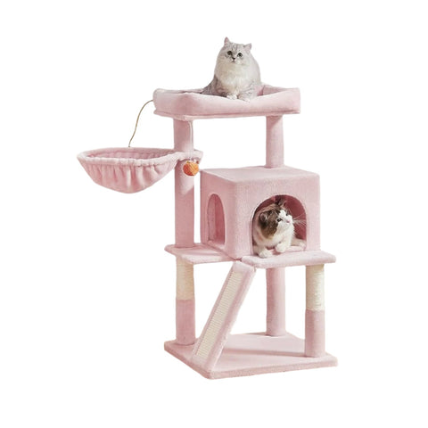 Rootz Cat Tree - Scratching Post - Cat Tower - Large Platform - 48.1cm x 48.1cm x 96.1cm - Encourages Play & Rest