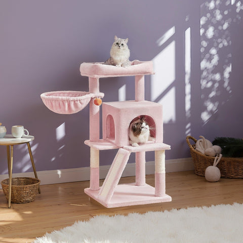 Rootz Cat Tree - Scratching Post - Cat Tower - Large Platform - 48.1cm x 48.1cm x 96.1cm - Encourages Play & Rest
