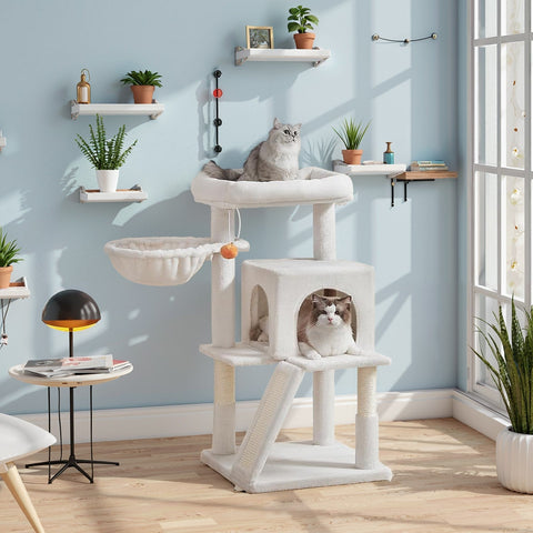 Rootz Ultimate Cat Tree - Large Platform - Scratching Post - Plush & Sisal - 48.1 x 48.1 x 96.1 cm