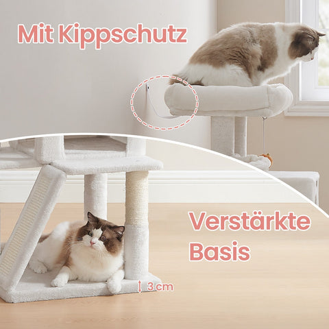 Rootz Ultimate Cat Tree - Large Platform - Scratching Post - Plush & Sisal - 48.1 x 48.1 x 96.1 cm