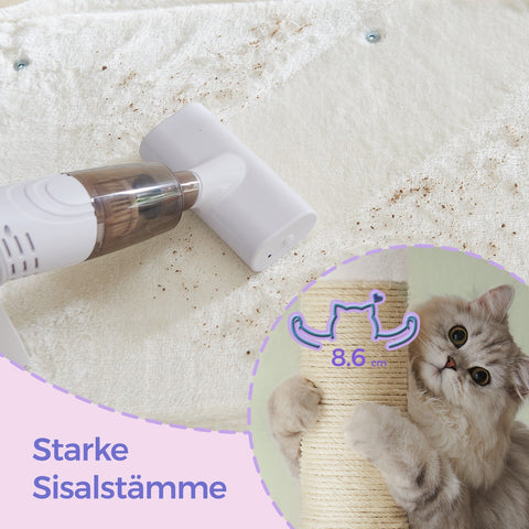 Rootz Cat Scratching Post - Cat Tree - Large Viewing Platform - Durable Plush/Sisal - 60cm x 40cm x 84cm