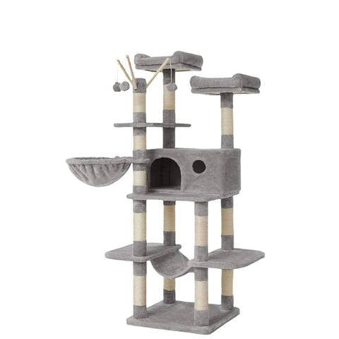 Rootz XXL Cat Tree - Cat Scratching Post - Scratch Pole with Cave - Stability & Security - 50cm x 50cm x 164cm