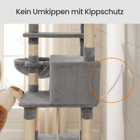 Rootz XXL Cat Tree - Cat Scratching Post - Scratch Pole with Cave - Stability & Security - 50cm x 50cm x 164cm