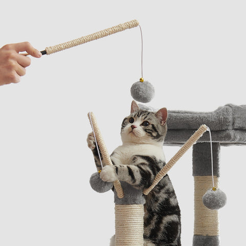 Rootz XXL Cat Tree - Cat Scratching Post - Scratch Pole with Cave - Stability & Security - 50cm x 50cm x 164cm