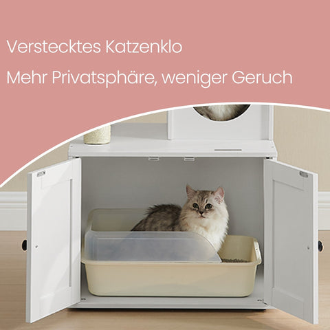 Rootz 2-in-1 Cat Scratching Tree - Litter Box Cabinet - Cat Tower - Space-Saving - 57.5 x 50 x 151 cm