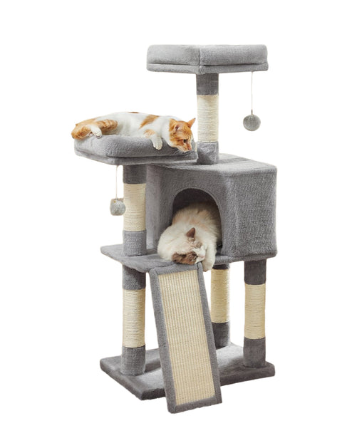 Rootz Cat Tree - Scratching Post - Cat Tower - Space-Saving Design - 50 x 35 x 115 cm - Cozy Cave + 2 Platforms for Play & Relaxation