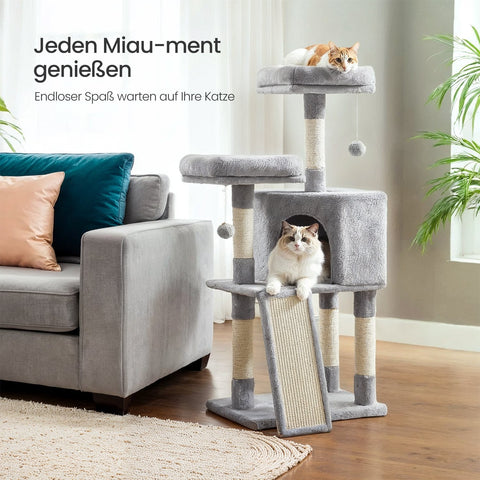 Rootz Cat Tree - Scratching Post - Cat Tower - Space-Saving Design - 50 x 35 x 115 cm - Cozy Cave + 2 Platforms for Play & Relaxation