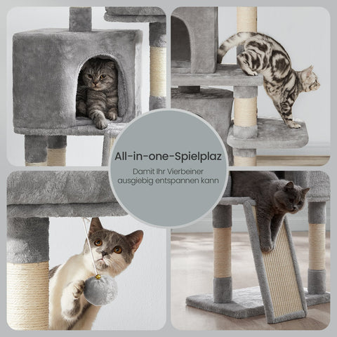 Rootz Cat Tree - Scratching Post - Cat Tower - Space-Saving Design - 50 x 35 x 115 cm - Cozy Cave + 2 Platforms for Play & Relaxation