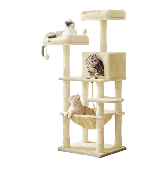 Rootz Cat Tree Scratching Post - Cat Climbing Tower - Kitty Activity Center - Stability & Fun - 55 x 45 x 143 cm
