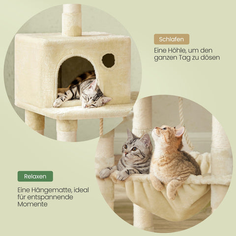 Rootz Cat Tree Scratching Post - Cat Climbing Tower - Kitty Activity Center - Stability & Fun - 55 x 45 x 143 cm