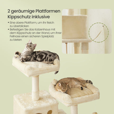 Rootz Cat Tree Scratching Post - Cat Climbing Tower - Kitty Activity Center - Stability & Fun - 55 x 45 x 143 cm