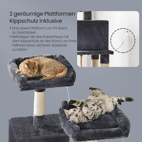 Rootz Cat Tree, Scratch Post - Climbing Tower - Kitty Furniture - High Stability - 55cm x 45cm x 143cm