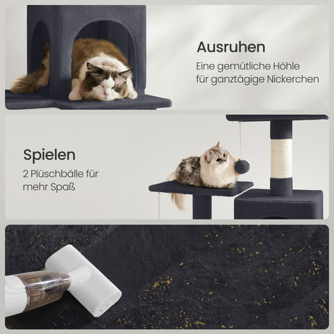 Rootz Cat Scratching Post - Cat Tree - 143 cm High Scratch Tower - Soft Plush Cover - 55 x 45 x 143 cm