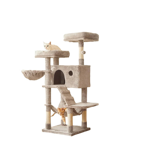 Rootz Large Cat Tree - Scratching Post - Soft Covered - Plush Comfort - 49cm x 49cm x 135cm