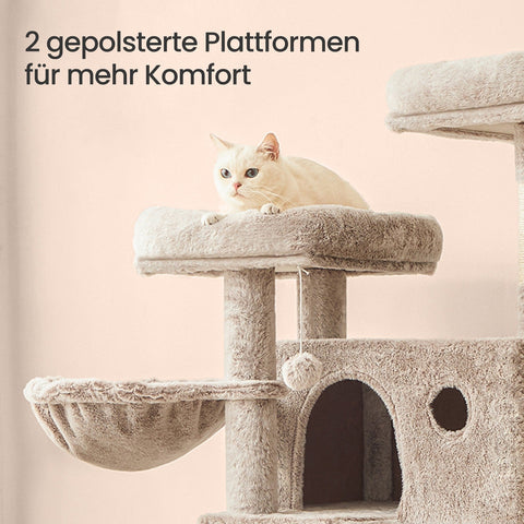 Rootz Large Cat Tree - Scratching Post - Soft Covered - Plush Comfort - 49cm x 49cm x 135cm