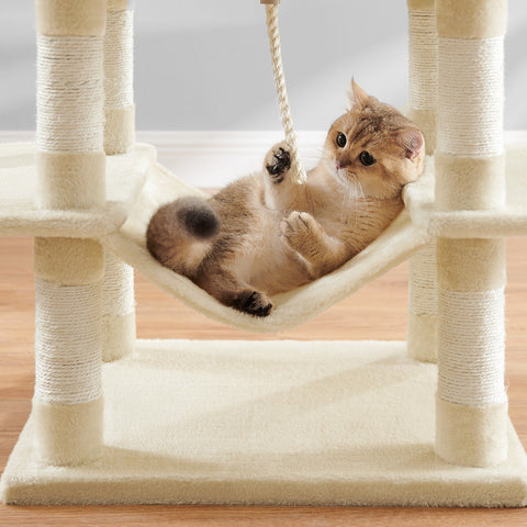 Rootz Cat Scratching Tree - Activity Tower - Climbing Post - 13 Scratch Pillars - 168cm High - 55x45x168cm