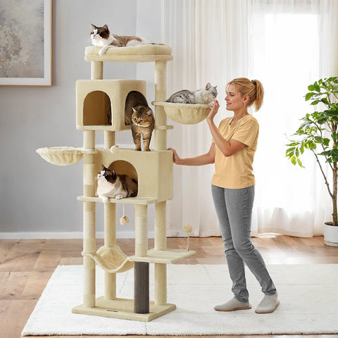 Rootz Multi-Storey Cat Tree - Scratching Post - Kitty Condo - Sisal Stability - 57cm x 45cm x 175cm