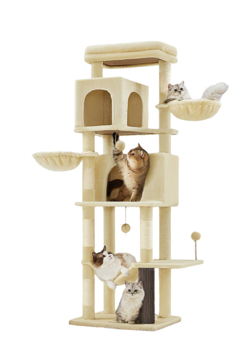Rootz Multi-Storey Cat Tree - Scratching Post - Kitty Condo - Sisal Stability - 57cm x 45cm x 175cm