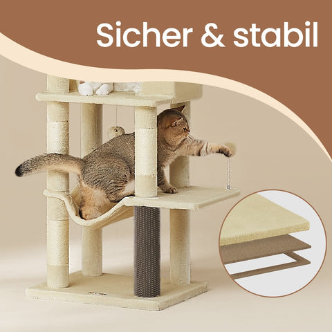 Rootz Multi-Storey Cat Tree - Scratching Post - Kitty Condo - Sisal Stability - 57cm x 45cm x 175cm