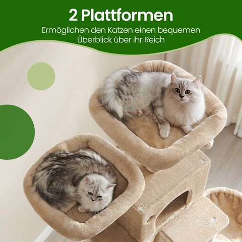 Rootz Scratching Tree 206cm - Cat Tower - Kitty Climber - 13 Scratch Pillars - Sturdy Build - 60cm x 50cm x 206cm