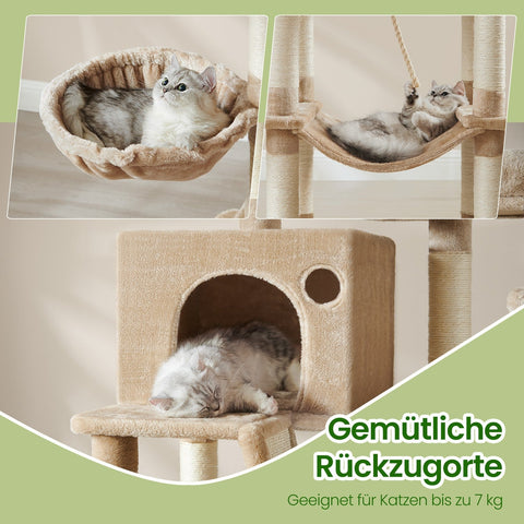 Rootz Scratching Tree 206cm - Cat Tower - Kitty Climber - 13 Scratch Pillars - Sturdy Build - 60cm x 50cm x 206cm