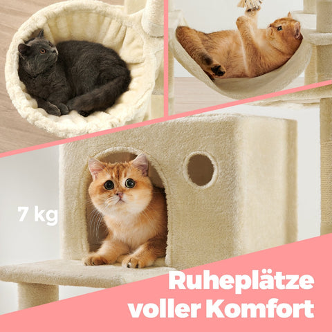 Rootz Cat Scratching Tree - Cat Tower - Cat Furniture - 13 Posts - Durable Sisal - 60 x 50 x 206 cm
