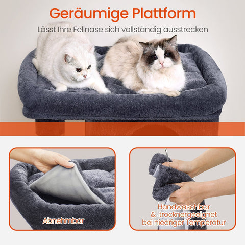 Rootz Cat Tree Scratching Post - Cat Tower - Large Cat Platform - Safe & Durable - 68 x 48 x 101 cm