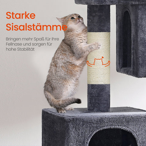 Rootz Cat Tree Scratching Post - Cat Tower - Large Cat Platform - Safe & Durable - 68 x 48 x 101 cm